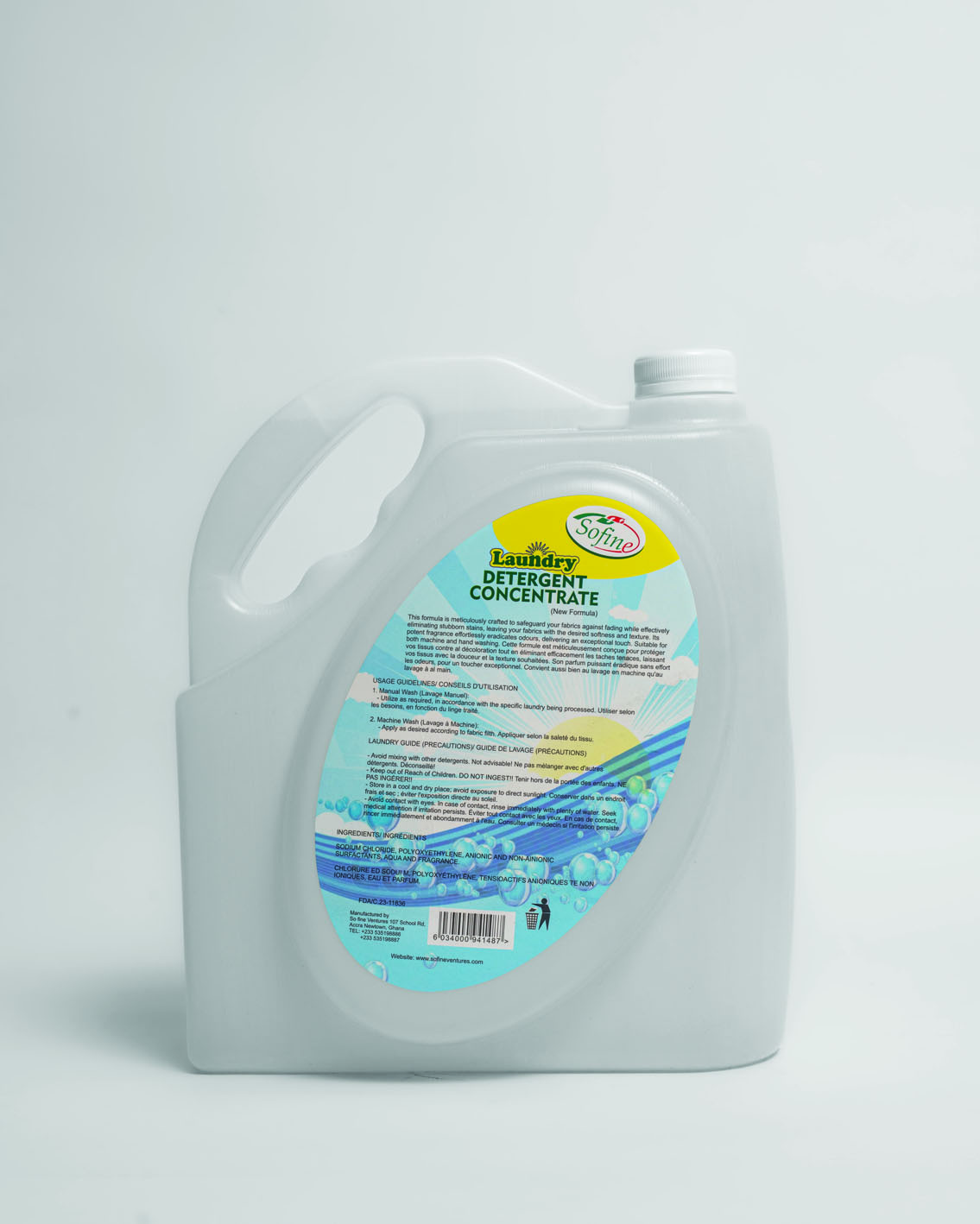 Fabric Laundry Detergent — back label with ingredients